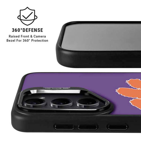 Clemson University Tiger Print Purple Galaxy S24 Plus Kickstand Case